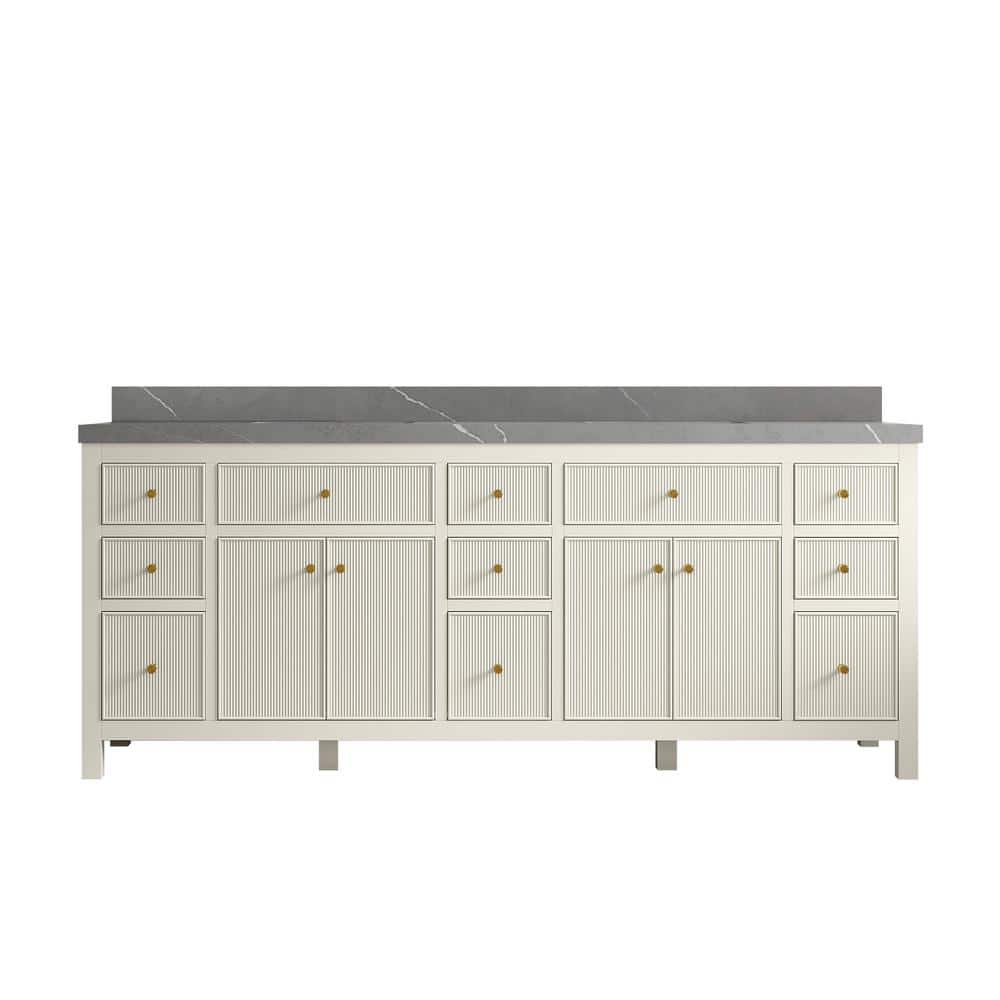 Sonoma 84 in. Double Sink Freestanding Alabaster Bath Vanity with Piatra Gray Quatrz Top Unassembled price history on PriceWatchPro