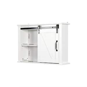 19.68 in. H x 27.16 in. W x 7.8 in. D White MDF board Bathroom Storage Upper Wall Kitchen Cabinet