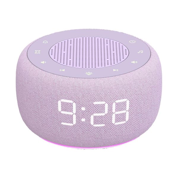 Afoxsos 2 in 1 Purple Digital Acrylonitrile Butadiene Styren Lighted Table Alarm Clock and Sound Machine