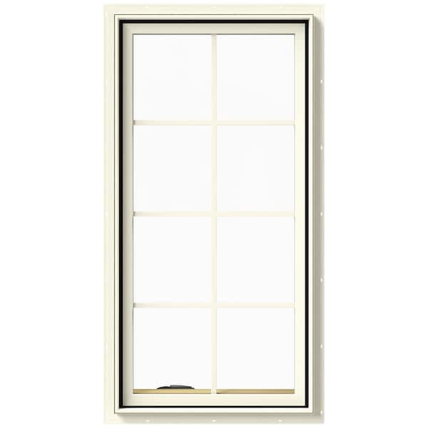 JELD-WEN 24 in. x 48 in. W-2500 Series Cream Painted Clad Wood Left-Handed Casement Window with Colonial Grids/Grilles