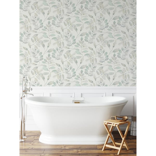 InHome White Fable Leaf Peel and Stick Wallpaper Sample NHS3764SAM
