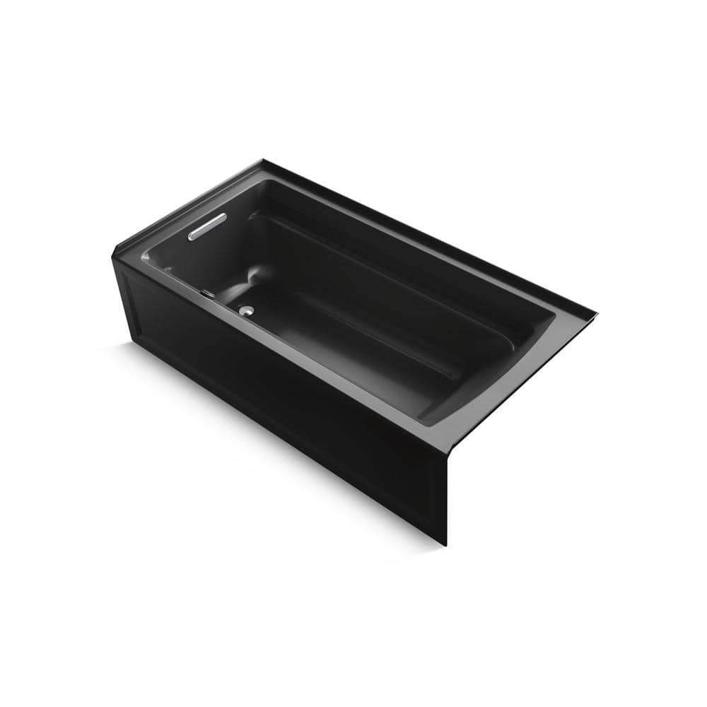 72" White Acrylic Alcove Soaking Bathtub with Left Drain