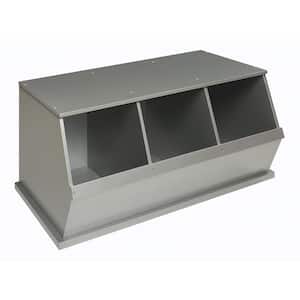 37 in. W x 17 in. H x 19 in. D Silver Stackable 3-Storage Cubbies