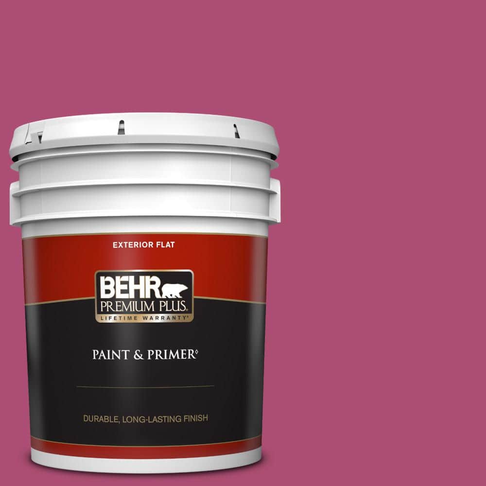 BEHR PREMIUM PLUS 1 qt. #100B-7 Hot Pink Flat Exterior Paint & Primer  430004 - The Home Depot