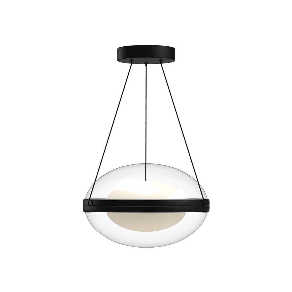 Virgo 12 in. 1 Light 29-Watt Black/Opal Glass Integrated LED Pendant Light price history on PriceWatchPro