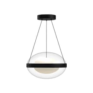 Virgo 12 in. 1 Light 29-Watt Black/Opal Glass Integrated LED Pendant Light