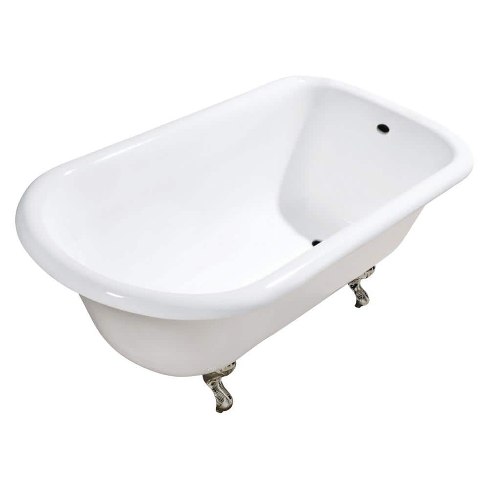 Aqua Eden 54 in. x 30 in. Cast Iron Clawfoot Soaking Bathtub in White/Brushed Nickel price history on PriceWatchPro