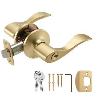 Springdale Door Handle for Keyed Unlocking Doors - Satin Gold Door Lever