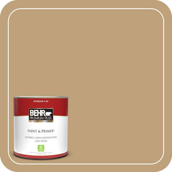 BEHR PREMIUM PLUS 1 qt. #PMD-50 Winter Wheat Flat Low Odor Interior Paint & Primer