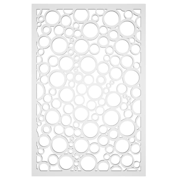 Acurio Latticeworks Jumbled Circles 4 ft. x 32 in. White Vinyl Decorative Screen Panel