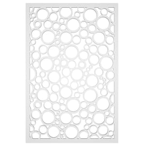 Jumbled Circles 4 ft. x 32 in. White Vinyl Decorative Screen Panel