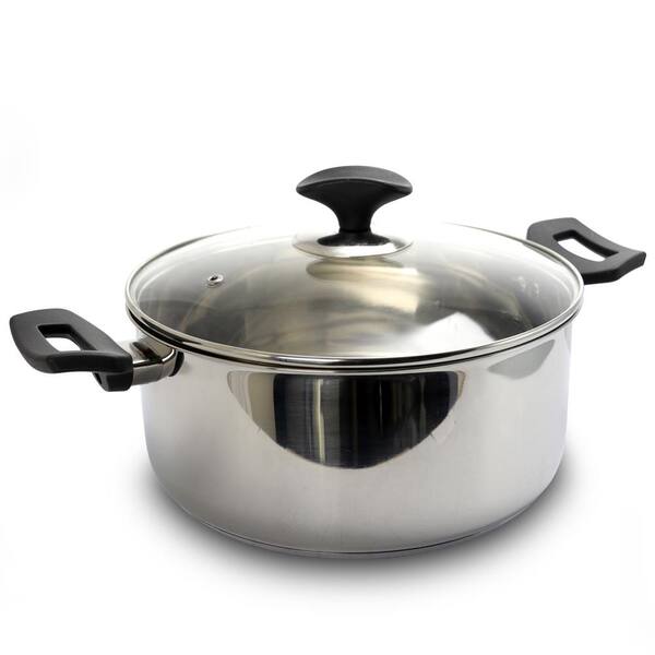 Oster Cartland 5 qt. Round Stainless Steel Dutch Oven with Glass Lid