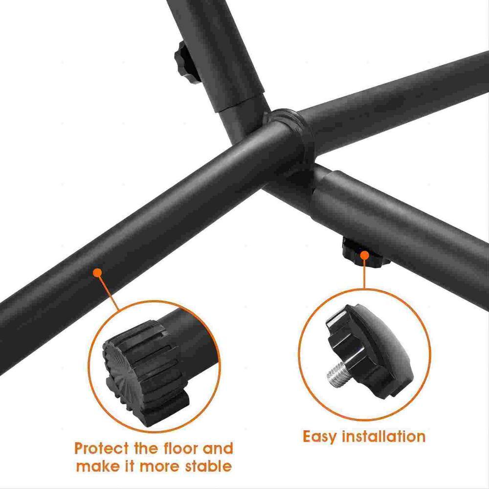 Heavy-Duty Black Steel Portable Hammock Stand with Wheel