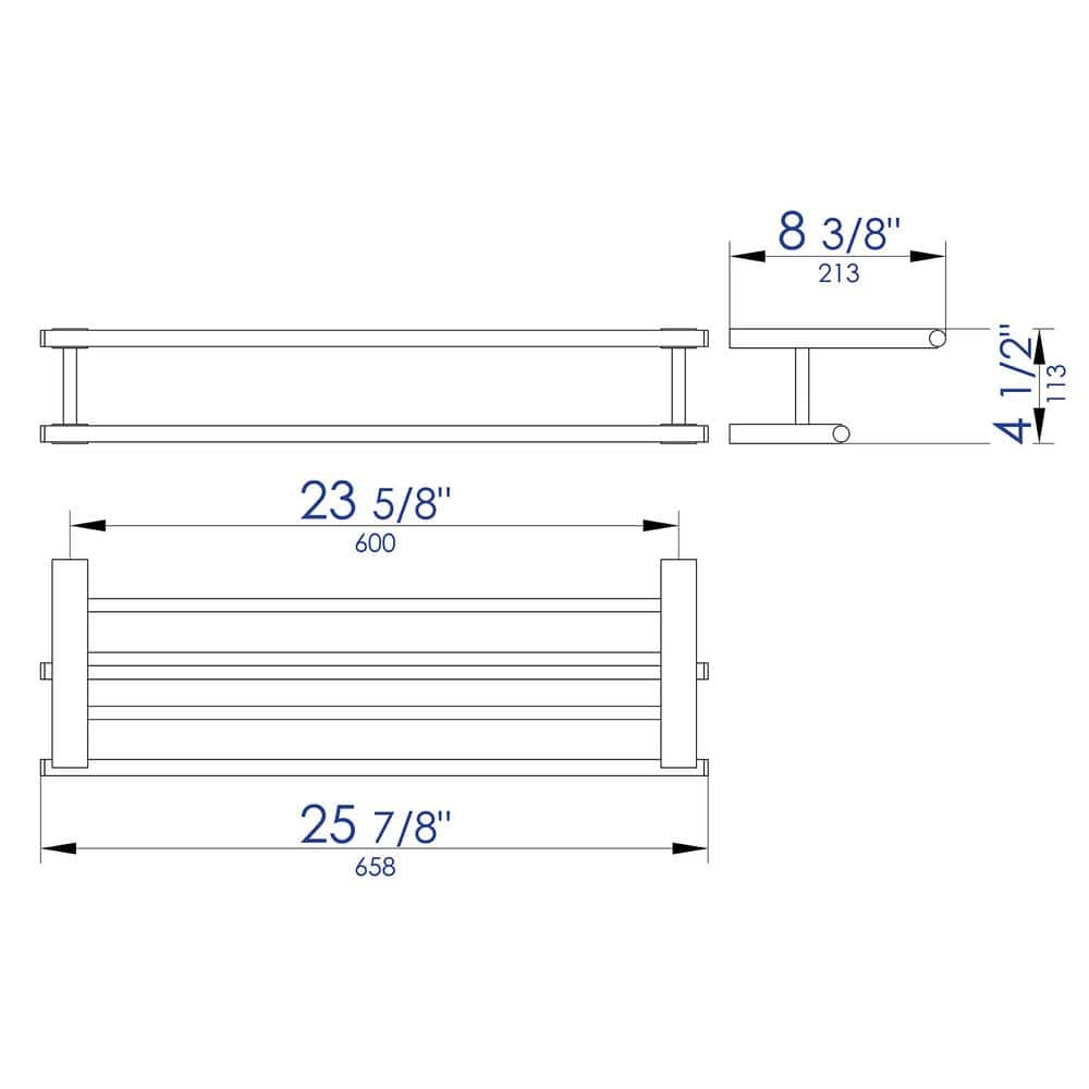 Polished Chrome 26" Wall Mounted Towel Rack with Shelf