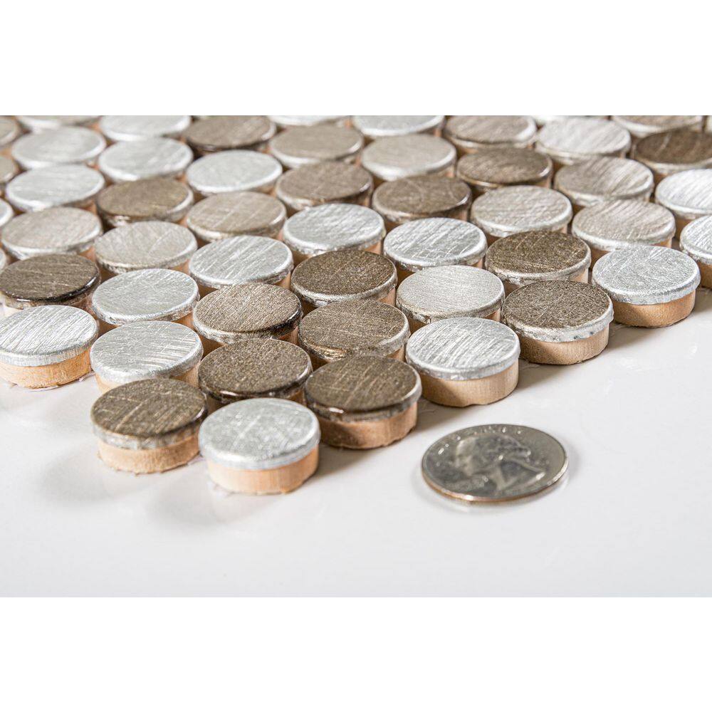 Limelight Silver and Gold Metal Penny Round Mosaic Tile