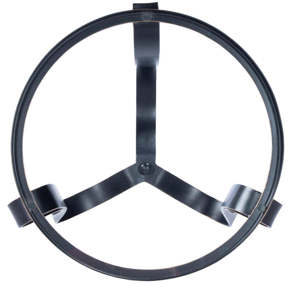 Round Black Metal and Glass End Table