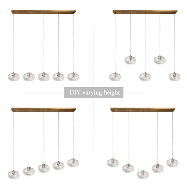 Chrysaorican 5-Light Plating Brass Island Chandelier with Iridescent Glass Globes and No Bulb Included