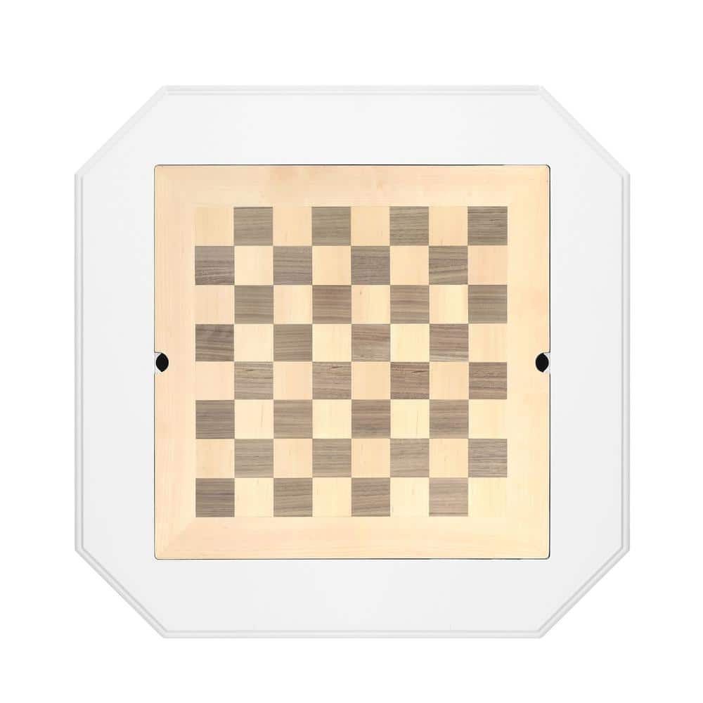 White Square Wood Game Table with Pedestal Base