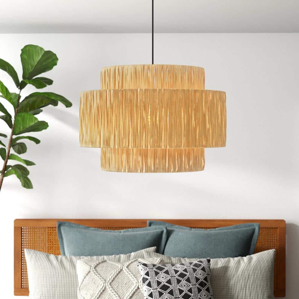 Maxax Collision 3-Light 19.7 In. Wood-Colored Paper Lampshade