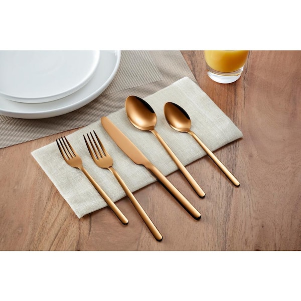 International Gold Tone Flatware Set 35 Piece With Case, Cutlery