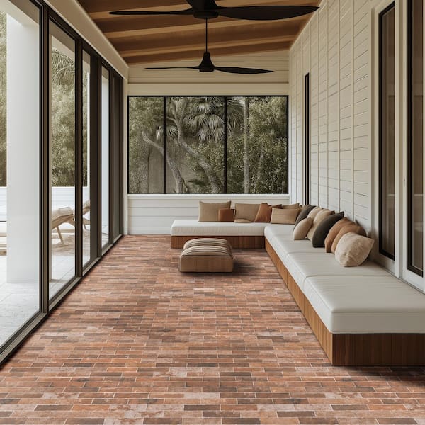Capella Red Brick Matte Red Porcelain Brick Look Tile Rectangle 2 in. x 10 in., Floor and Wall (5.15 sq. ft./Case)