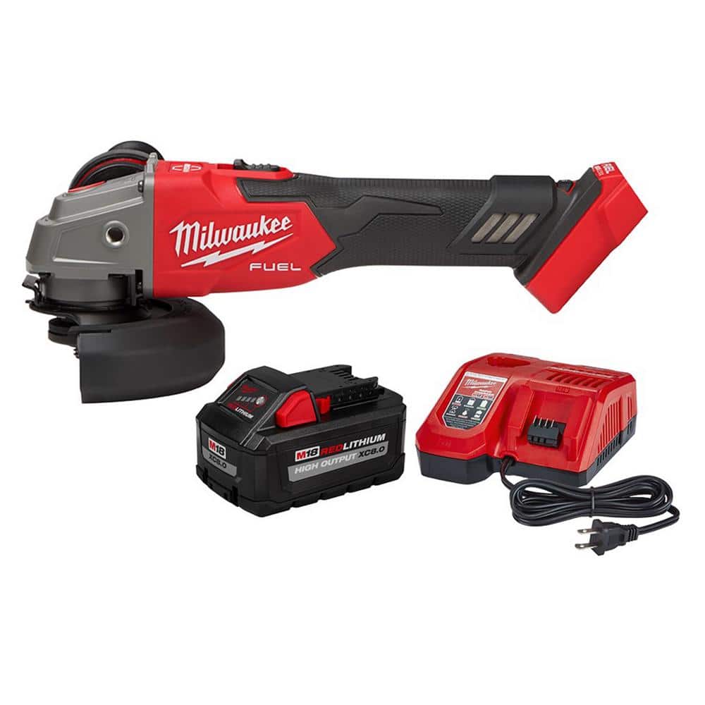 Milwaukee M18 FUEL 18-Volt Lithium-Ion Brushless Cordless 4-1/2 in./5 in. Grinder w/Variable Speed with 8.0 Ah Battery & Charger -  2889-20-48-598