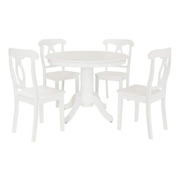 Dorel Living Alba 5-Piece White Traditional Height Pedestal Dining Set