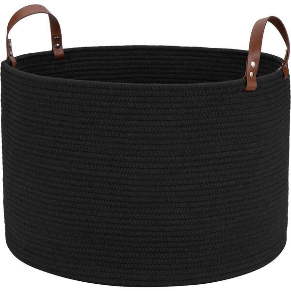 Cubilan Black Large Basket Bins, Cotton Rope Woven Laundry Hamper