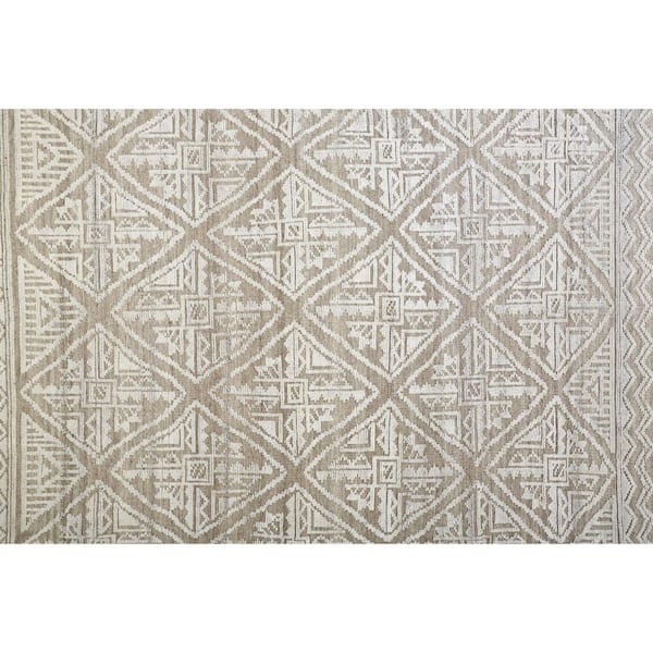 2 ft. x 8 ft. Gray, Ivory Geometric Area Rug