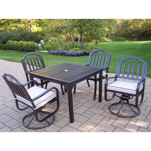 Oakland Living Rochester 5-Piece Swivel Patio Dining Set with Cushions