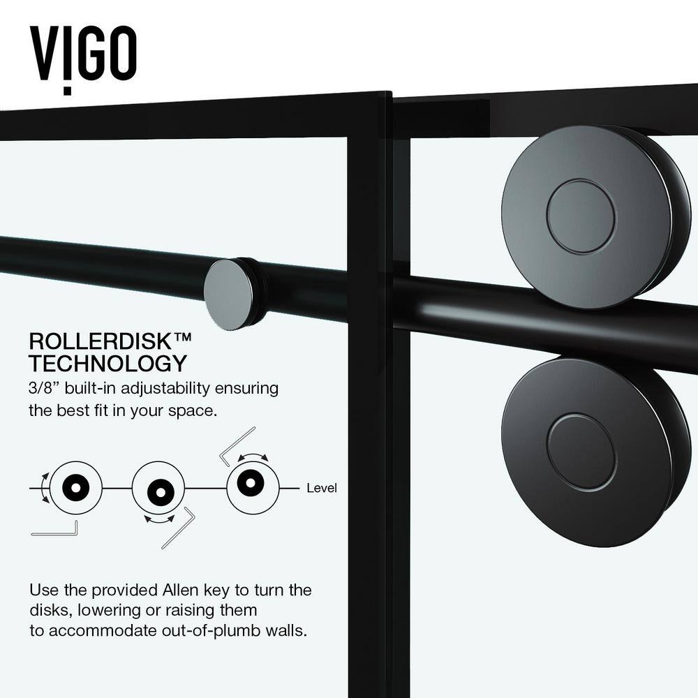 Elan 56-60" Matte Black Frameless Sliding Shower Door with Clear Glass