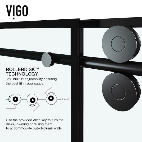 VIGO Elan 56 to 60 in. W x 74 in. H Frameless Grid Sliding