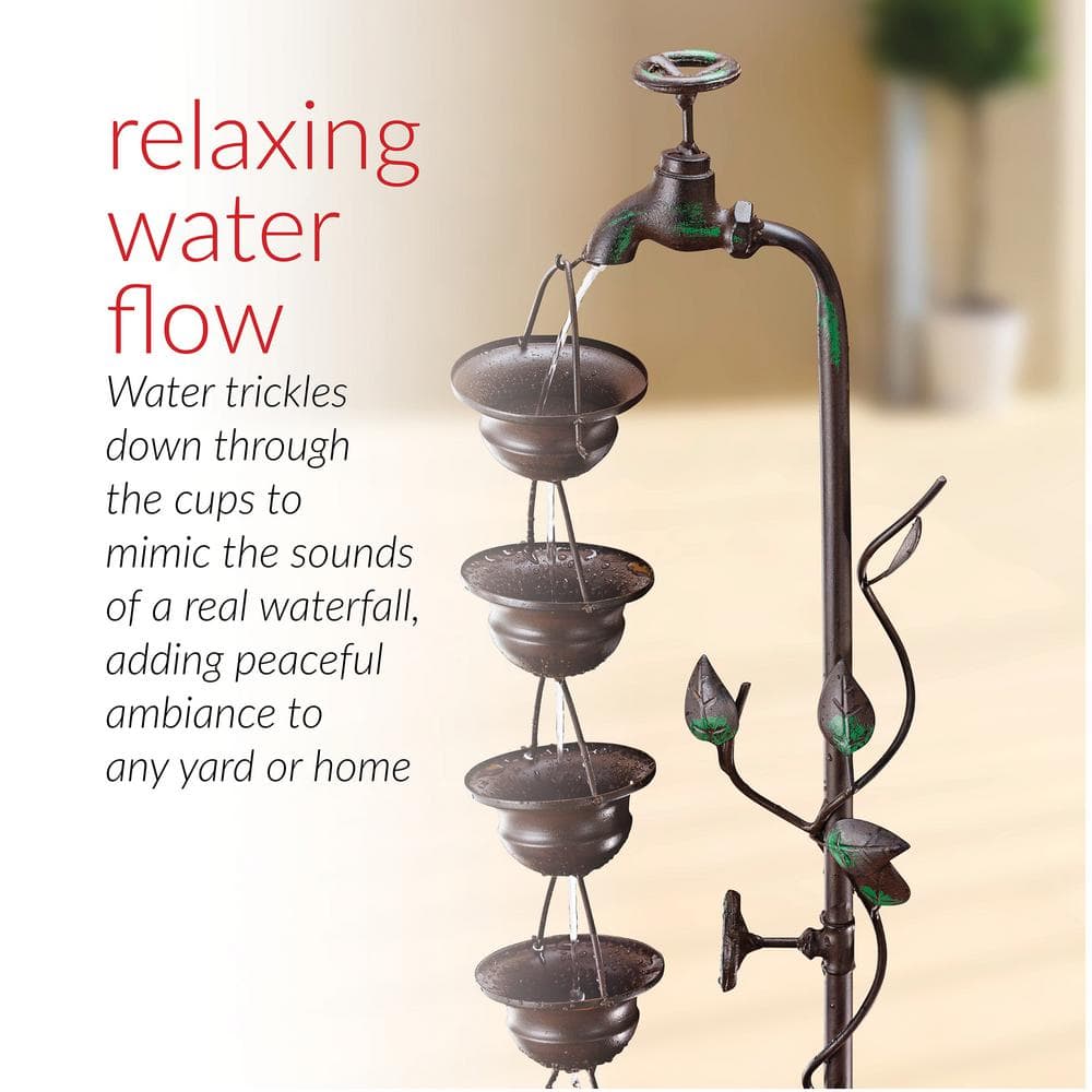 Bronze 6-Cup Tiered Outdoor Floor Fountain