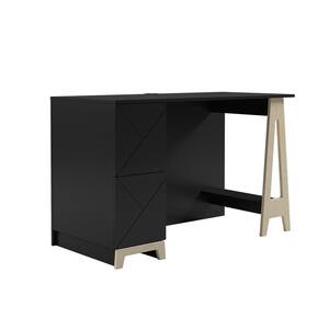 Atypik 47.25 in. W Rectangular Black Melamine/Lacquer and Plywood Writing Desk