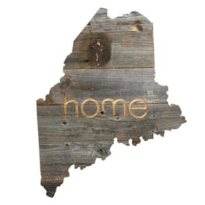 Large Rustic Farmhouse Maine Home State Reclaimed Wood Wall Art
