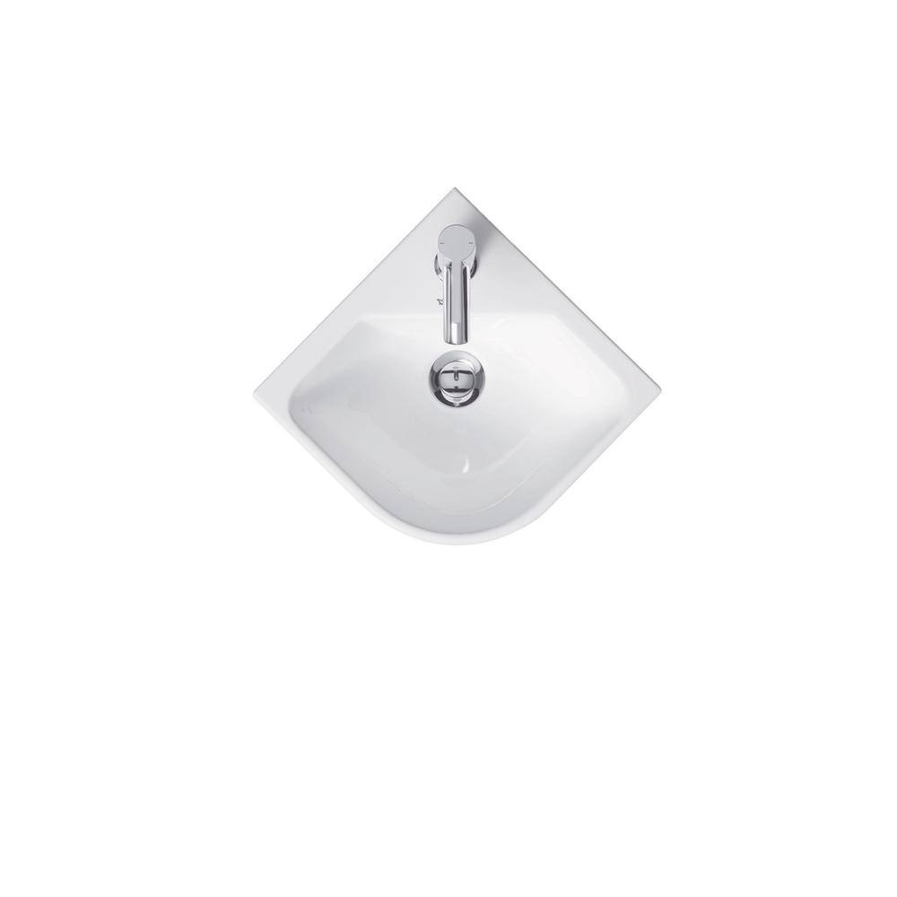 Compact White Ceramic Wall-Mount Corner Bathroom Sink
