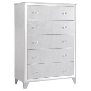 Silver 5 Drawer 36.5 in. Dresser Without Mirror