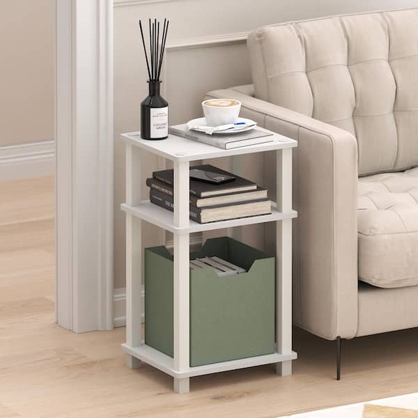 Furinno 13.4 in. White/White Rectangle Wood End Table 21259WHWH