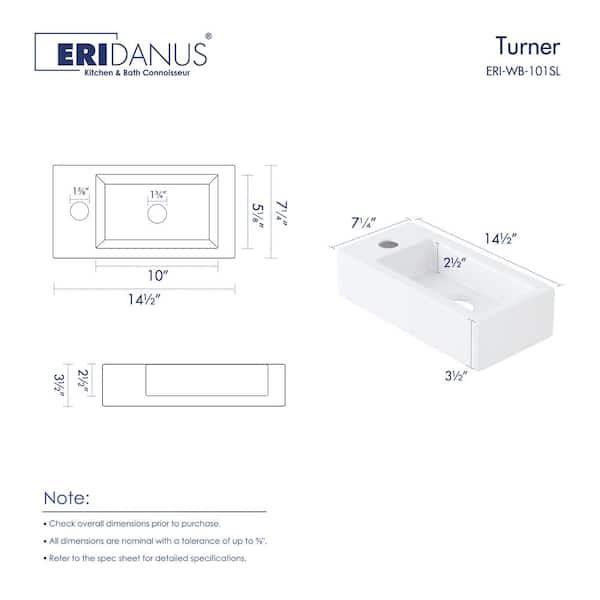 Eridanus Turner 14 in. x 7 in. Crisp White Vitreous China
