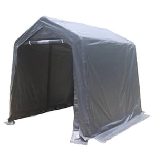 7 ft. W x 8 ft. D x 7.5 ft. H Steel Outdoor Portable Carport Garage/Shed Kit Tent with 2 Roll Up Zipper Doors, Dark Gray