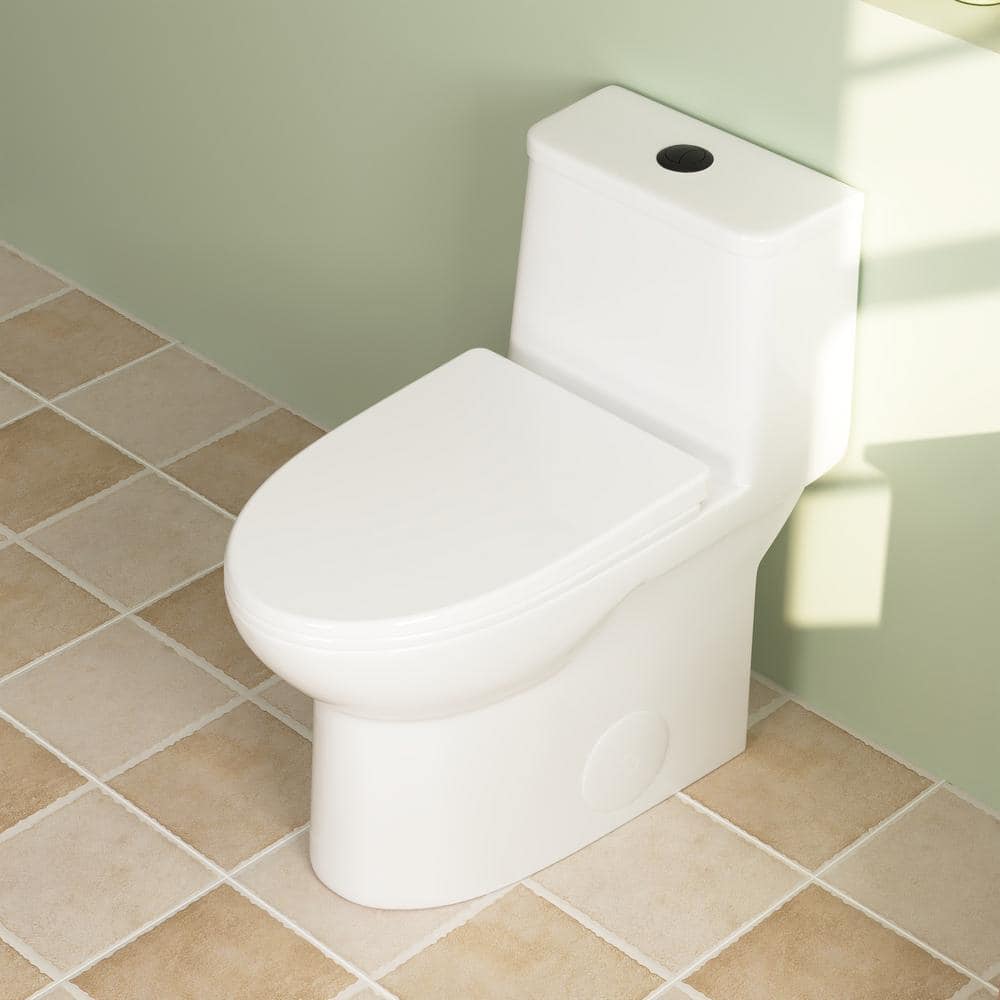 Ursa 12 in. Rough In 1-Piece 1.1/1.6 GPF Dual Flush Elongated ADA Compliant Toilet in White Seat with Black Button -  DEERVALLEY