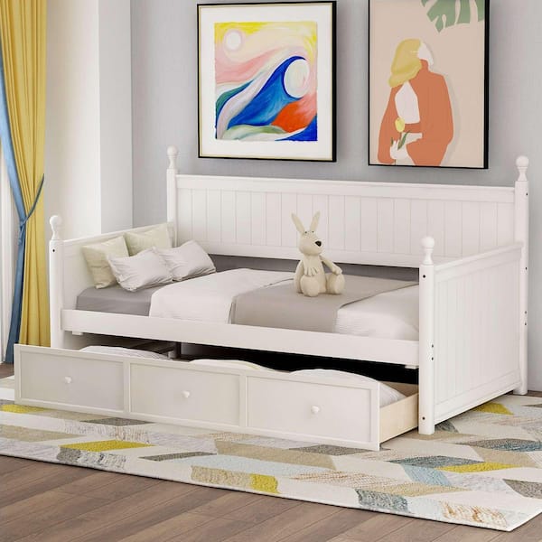White Twin Daybed with Three Drawers
