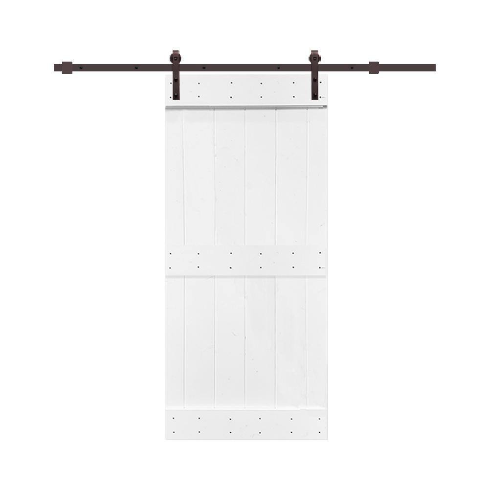 38 in. x 84 in. Mid-Bar Series Pure White Knotty Pine Wood Interior Sliding Barn Door with Hardware Kit price history on PriceWatchPro
