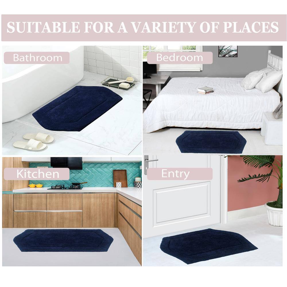 Luxurious Navy Cotton Tufted 30" Round Bath Rug