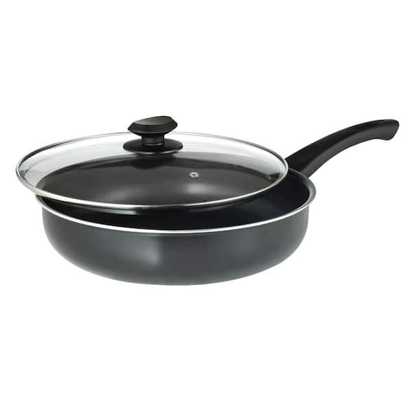 Ecolution Elements 11.2 in. Aluminum Nonstick Frying Pan in Slate with Glass Lid