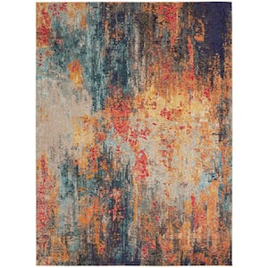 Celestial Multicolor 9 ft. x 12 ft. Abstract Contemporary Area Rug
