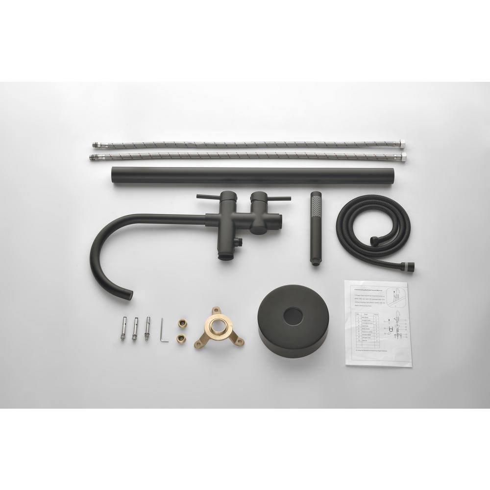 Matte Black Stainless Steel Freestanding Tub Filler with Hand Shower