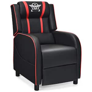 Red PU Leather Gaming Recliner Chair Single Massage Lounge Sofa with Lumbar Cushion