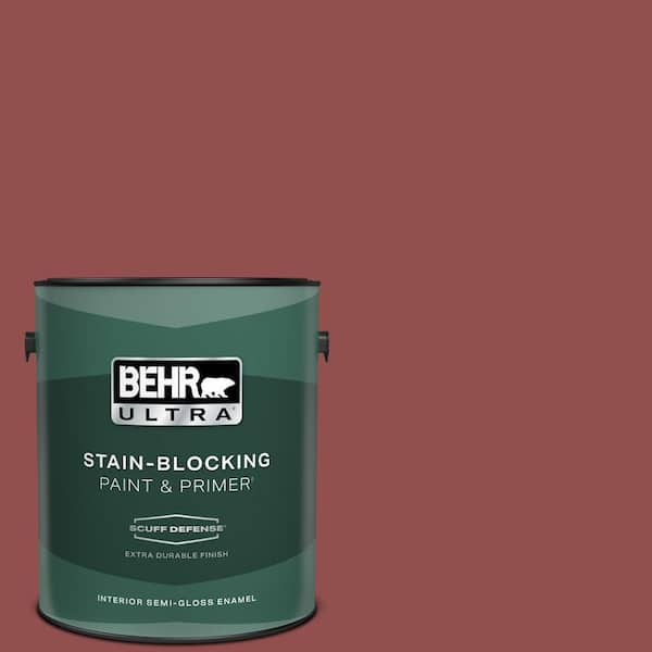 BEHR ULTRA 1 gal. #PPU1-08 Pompeian Red Extra Durable Semi-Gloss Enamel Interior Paint & Primer