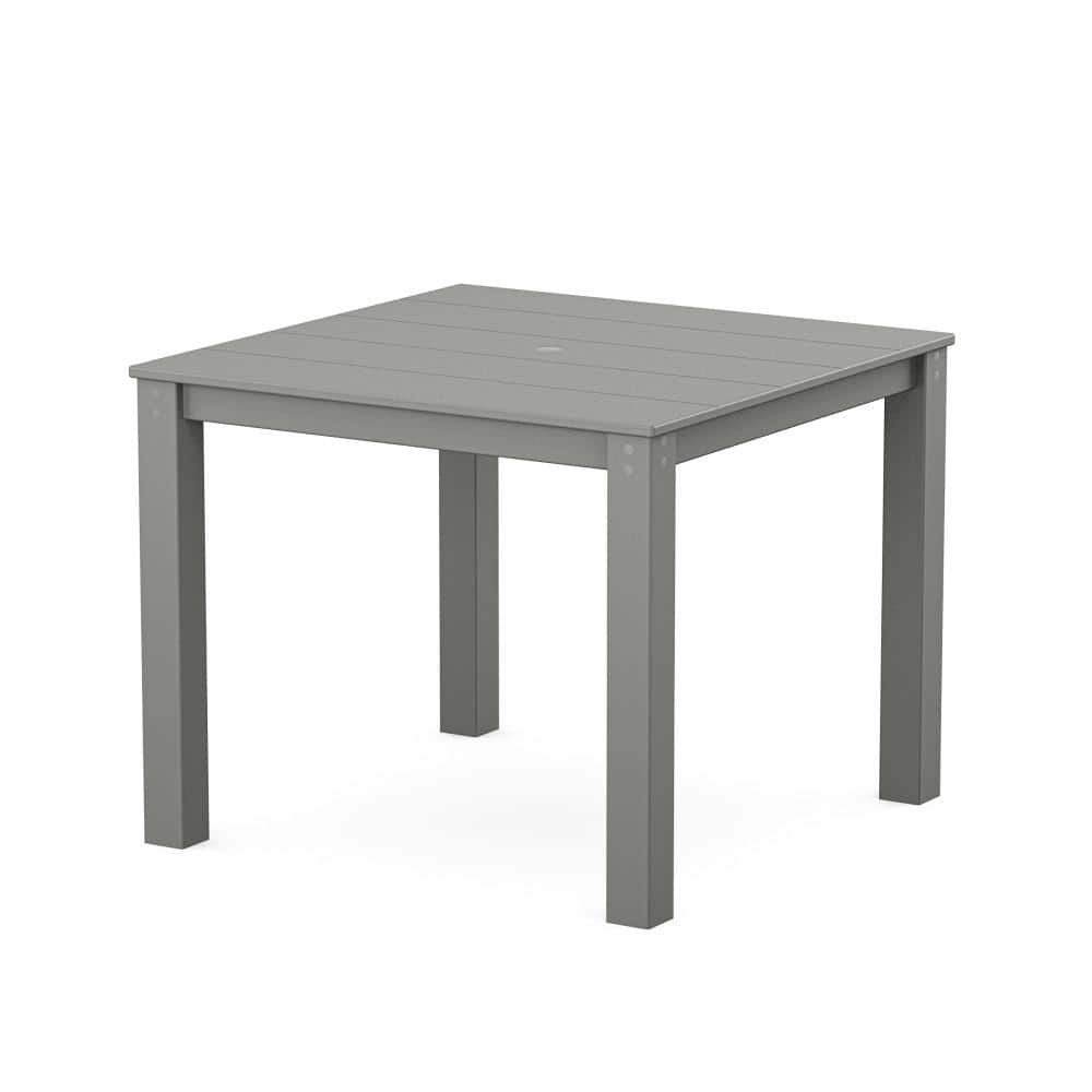Gray Square Outdoor Dining Table with Spill-Resistant Surface